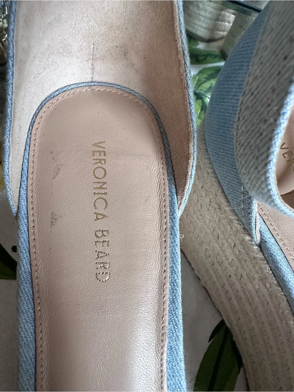 Veronica Beard Light Blue Denim Espadrille Wedge Sandals